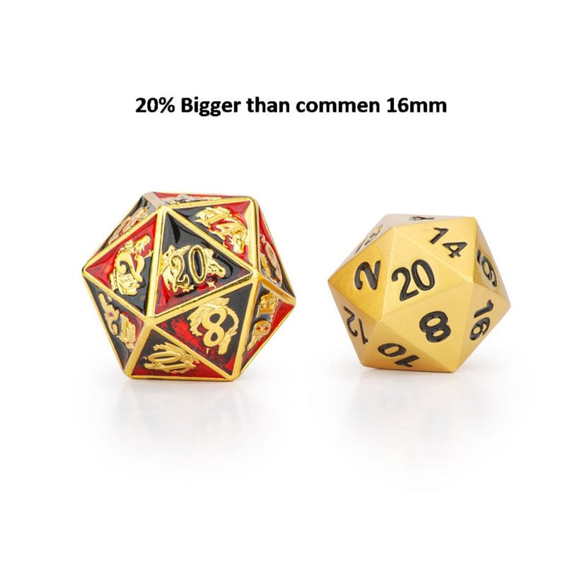 Dice - Metal Hymgho Rose gold Aquamarine hand painting solid metal dragon dice