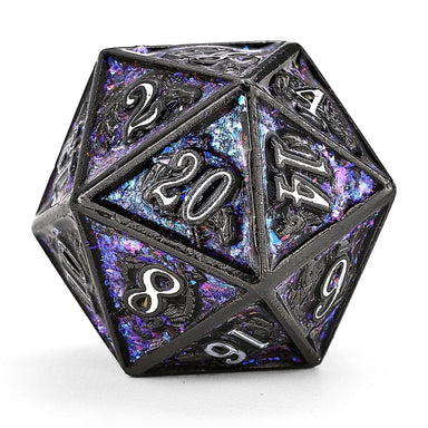 Dice - Metal Hymgho Solid Metal Dragon Dice Set - Gunmetal w/Purple