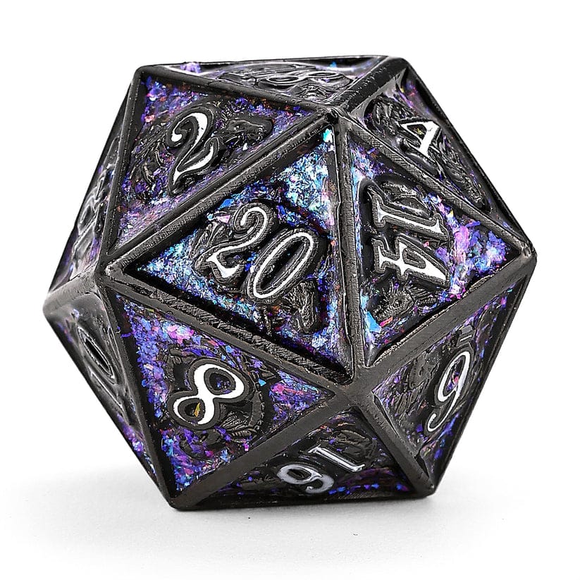 Dice - Metal Hymgho Solid Metal Dragon Dice Set - Gunmetal w/Purple