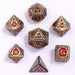 Dice - Metal Hymgho Sorcerer Solid Metal RPG Dice Set - Ancient Bronze w/Red Glitter