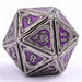 Dice - Metal Hymgho Sorcerer Solid Metal RPG Dice Set - Ancient Silver w/Purple Glitter