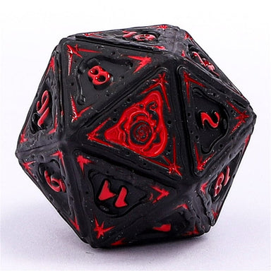 Dice - Metal Hymgho Sorcerer Solid Metal RPG Dice Set - Matt Black w/Red
