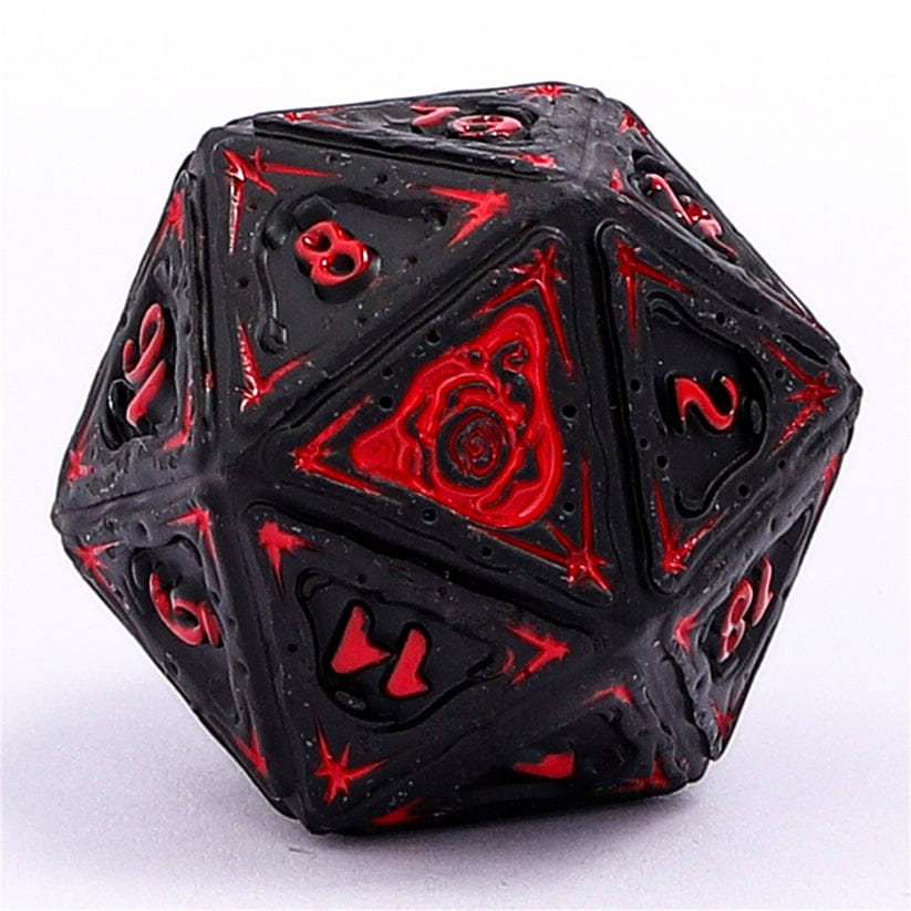 Dice - Metal Hymgho Sorcerer Solid Metal RPG Dice Set - Matt Black w/Red
