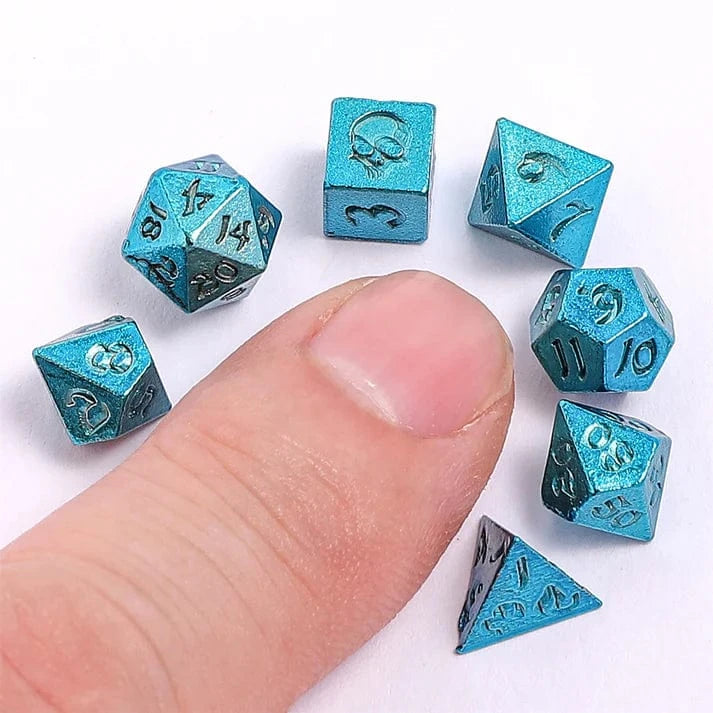 Unseelie Mini Metal RPG Dice Set - Blue - Saltire Games