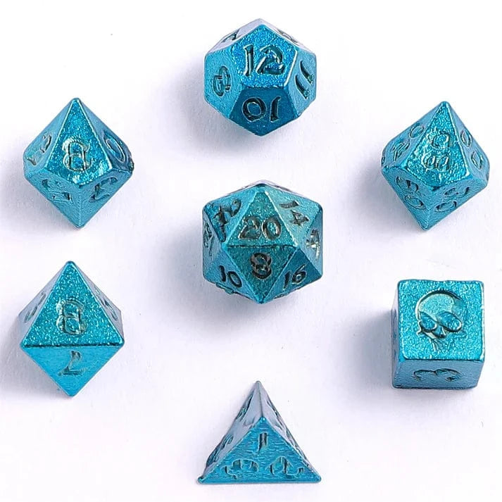 Unseelie Mini Metal RPG Dice Set - Blue - Saltire Games