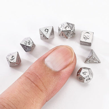 Unseelie Mini Metal RPG Dice Set - Silver - Saltire Games