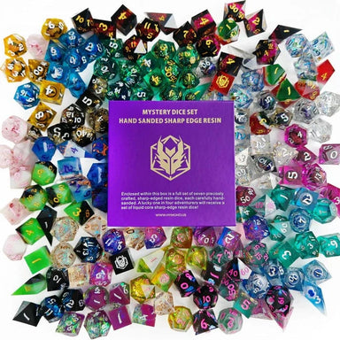 Mystery Full Matching Set of 7 Sharp Edge Resin Dice Set - Saltire Games