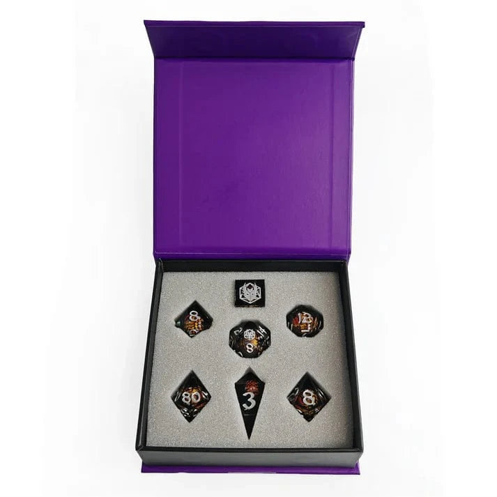 Mystery Full Matching Set of 7 Sharp Edge Resin Dice Set - Saltire Games