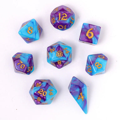 Wyrmforged Rollers - Rounded Edge 8 Piece Polyhedral Dice set - Banshee's Wail - Saltire Games