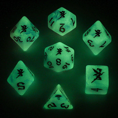 Wyrmforged Rollers - Rounded Resin Polyhedral Dice - Pixie Dust Gold - Saltire Games