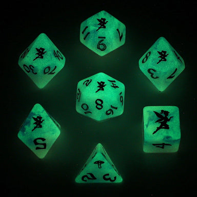 Wyrmforged Rollers - Rounded Resin Polyhedral Dice - Pixie Dust Silver - Saltire Games