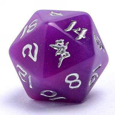 Wyrmforged Rollers - Rounded Resin Polyhedral Dice - Pixie Dust Silver - Saltire Games