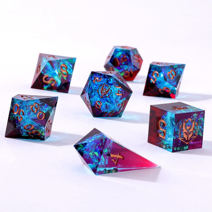 Dice - Resin Hymgho Captured Magic Handmade Sharp Edge Resin Dice-Blue Red Layered
