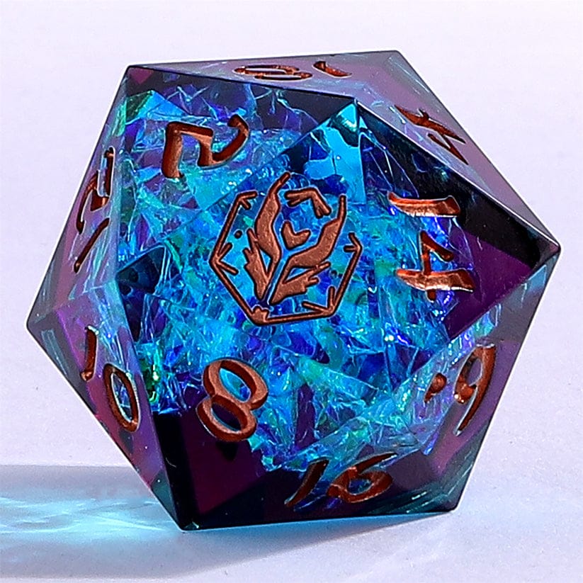 Dice - Resin Hymgho Captured Magic Handmade Sharp Edge Resin Dice-Blue Red Layered