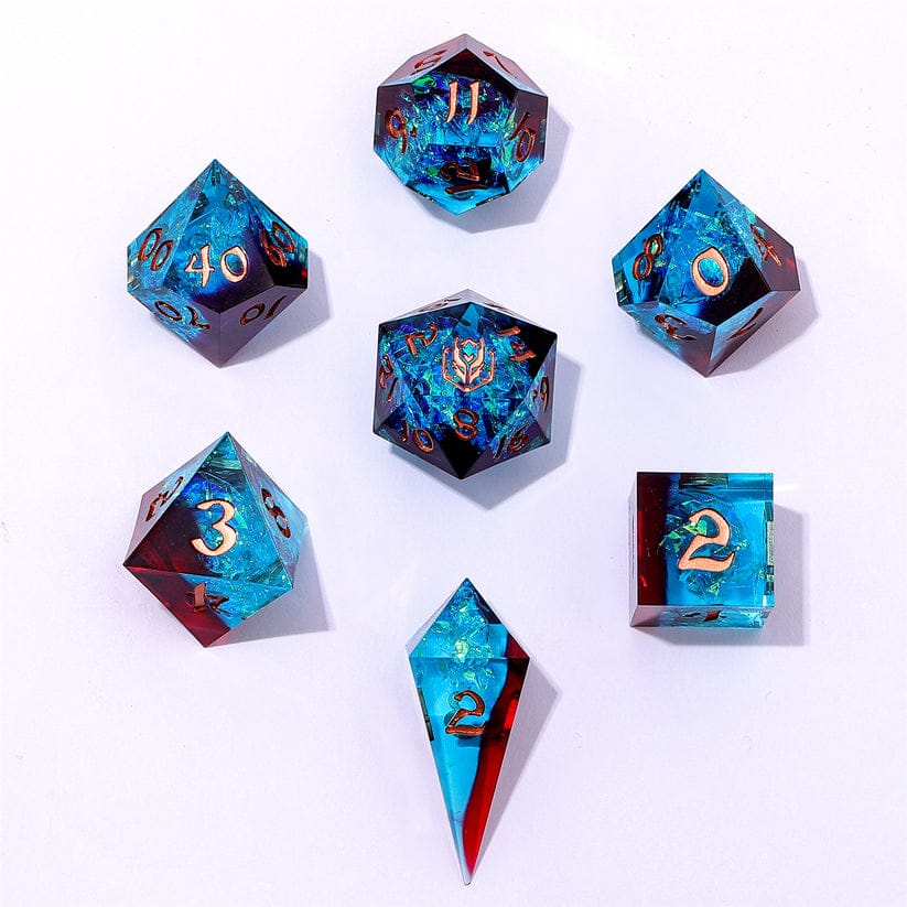 Dice - Resin Hymgho Captured Magic Handmade Sharp Edge Resin Dice-Blue Red Layered