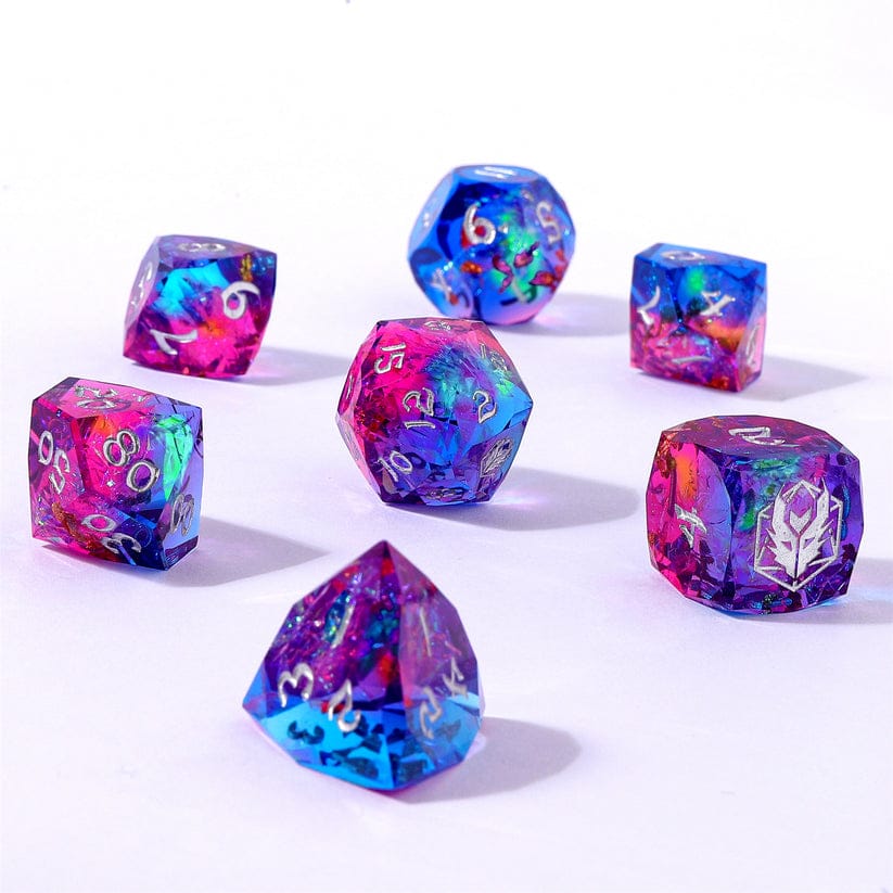Dice - Resin Hymgho Captured Magic Luster Cut Resin Dice Set - Gilded Storm
