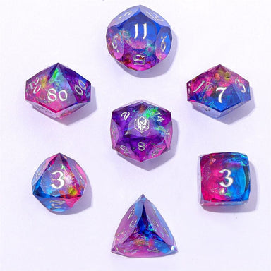 Dice - Resin Hymgho Captured Magic Luster Cut Resin Dice Set - Gilded Storm