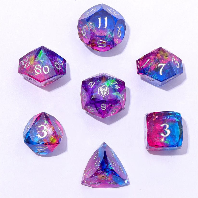 Dice - Resin Hymgho Captured Magic Luster Cut Resin Dice Set - Gilded Storm