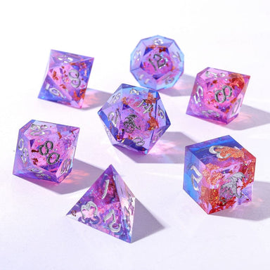 Dice - Resin Hymgho Captured Magic Sharp Edge Resin Dice Set-Gilded Storm