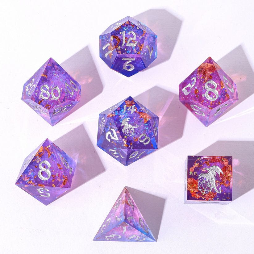 Dice - Resin Hymgho Captured Magic Sharp Edge Resin Dice Set-Gilded Storm