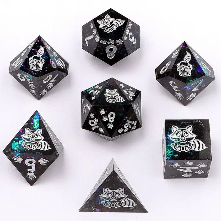 Captured Magic Sharp Edge Resin Dice Set - Raccoon's Reward - Saltire Games