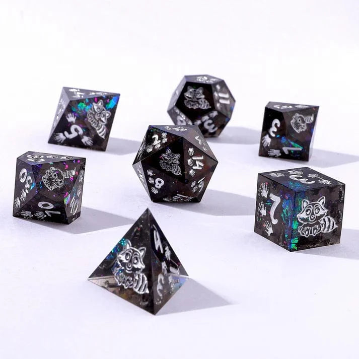 Captured Magic Sharp Edge Resin Dice Set - Raccoon's Reward - Saltire Games