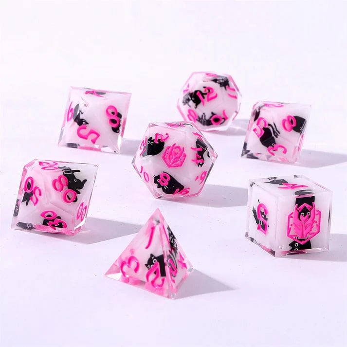 Captured Magic Sharp Edge Resin Dice Set - Scaredy Cat - Saltire Games