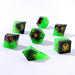 Dice - Resin Hymgho Captured Magic Sharp Edge Resin Dice Set-Swamp Treasure