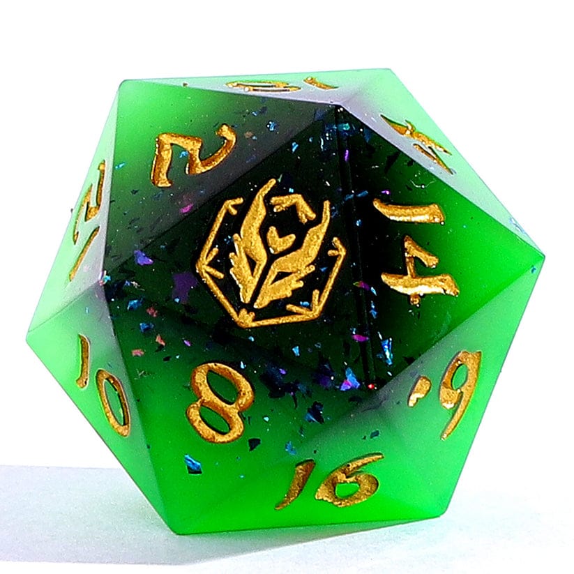 Dice - Resin Hymgho Captured Magic Sharp Edge Resin Dice Set-Swamp Treasure