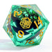 Dice - Resin - Liquid Core Hymgho "Always Watching" Sphere Of Many Eyes Sharp Edge Resin Dice Set-Green