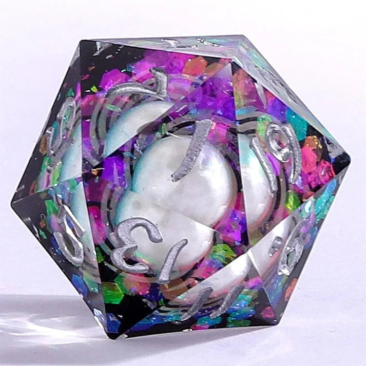 Captured Magic Sharp Edge Resin Dice Set - Celestial Pearl - Saltire Games