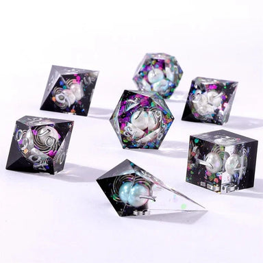 Captured Magic Sharp Edge Resin Dice Set - Celestial Pearl - Saltire Games