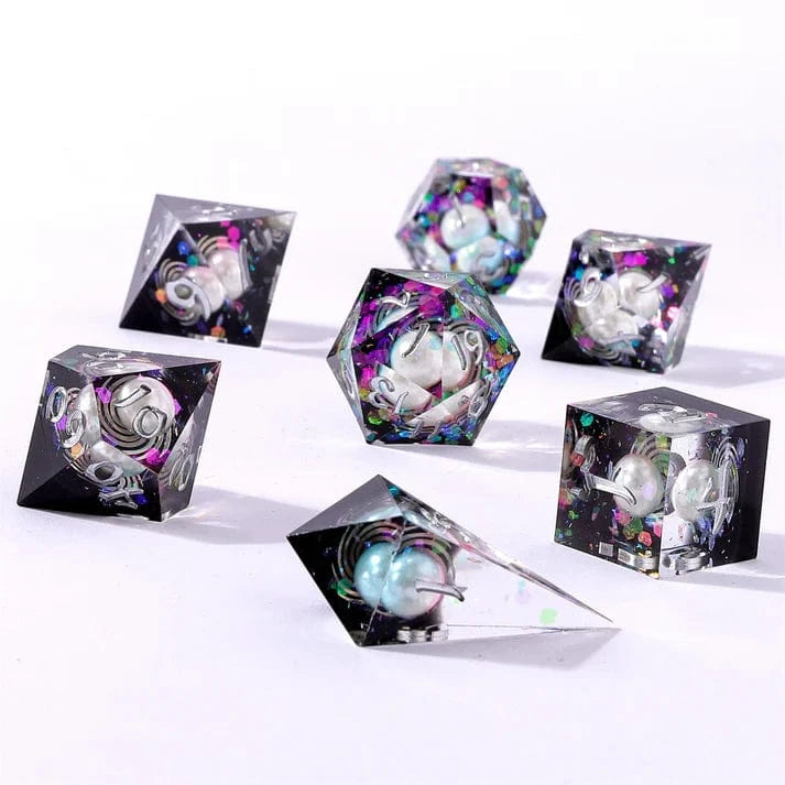 Captured Magic Sharp Edge Resin Dice Set - Celestial Pearl - Saltire Games
