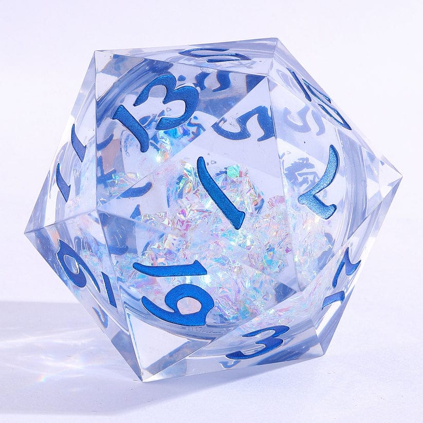 Dice - Resin - Liquid Core Hymgho Sharp Edge Liquid Core 55mm Chonk D20-Primal Flux Crystal