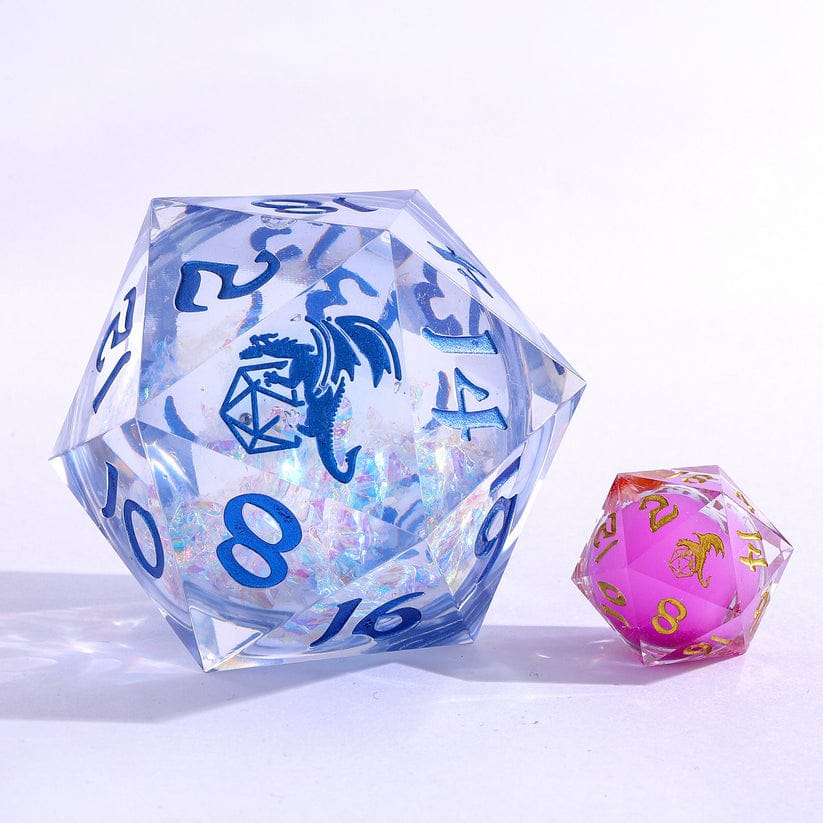 Dice - Resin - Liquid Core Hymgho Sharp Edge Liquid Core 55mm Chonk D20-Primal Flux Crystal