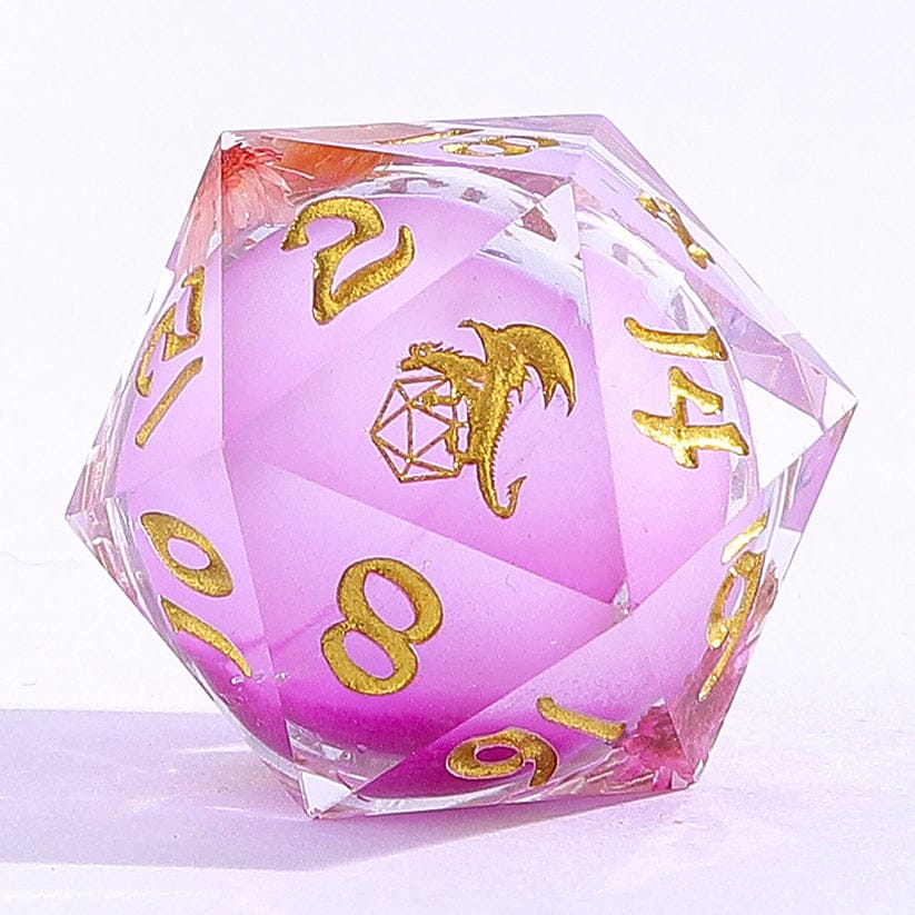 Dice - Resin - Liquid Core Hymgho Sharp Edge Liquid Core RPG Dice Set -Arcane Bloosom