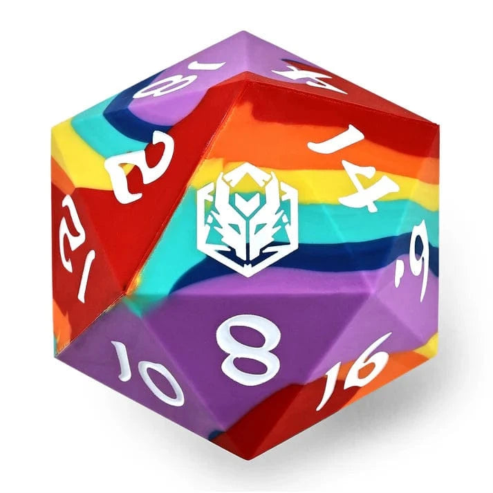 55MM Chonk Rubber Silicon D20 - Rainbow Realms - Saltire Games