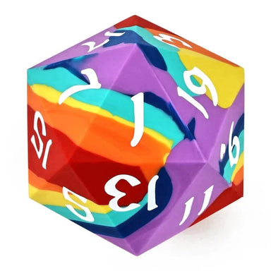 55MM Chonk Rubber Silicon D20 - Rainbow Realms - Saltire Games