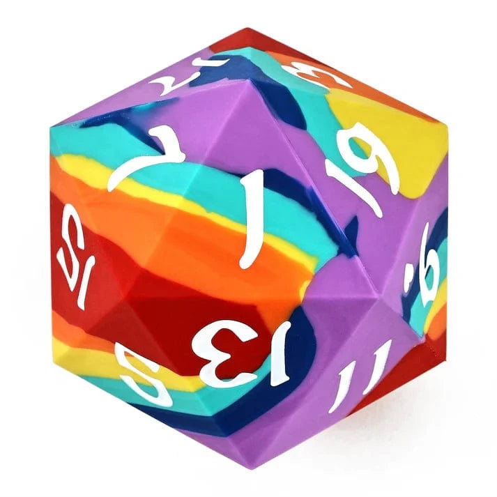 55MM Chonk Rubber Silicon D20 - Rainbow Realms - Saltire Games