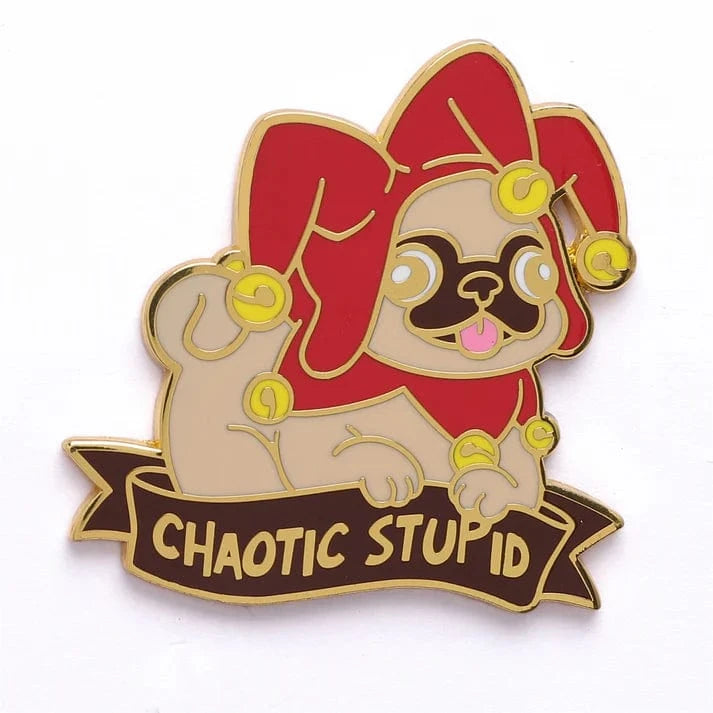 Alternative Alignments Enamel Pin-Chaotic Stupid Pug - Saltire Games