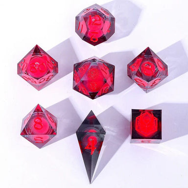 Sharp Edge Liquid Core RPG Dice Set Glow In The Dark -Red - Saltire Games