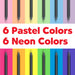 Black Edition Colored Pencils, Neon & Pastel - Box of 12 - Saltire Games