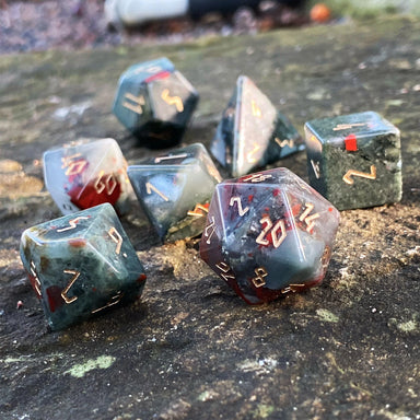 Bloodstone - 7 Piece RPG Set Gemstone Dice - Saltire Games