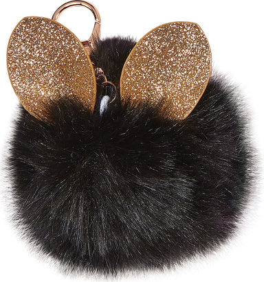 Glitter Ears Furry Pom-Pom Clip Black - Saltire Games