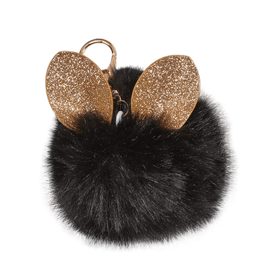 Glitter Ears Furry Pom-Pom Clip Black - Saltire Games