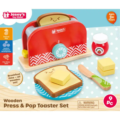 Toys - Pretend Play - Cooking Jasey's Toy Chest Wooden Press & Pop Toaster Set