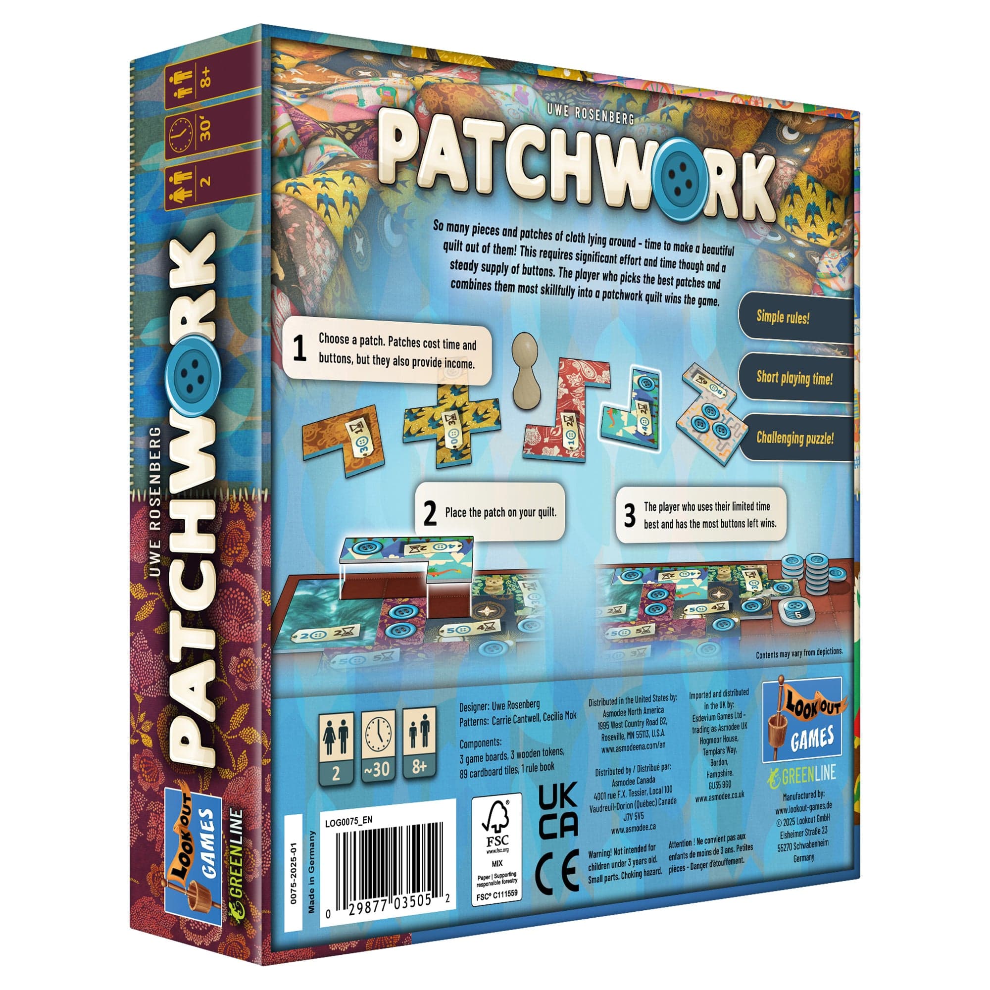 Board Games Lookout Games Patchwork Revised Edition