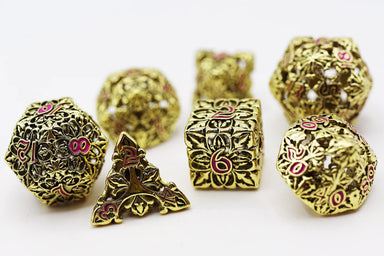 Fleur de Lis: Gilded Magenta - Hollow Metal RPG Dice Set - Saltire Games