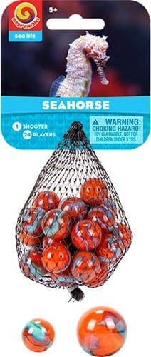 Mega Marbles - SEAHORSE MARBLES NET (1 Shooter Marble & 24 Player Marbles) - Saltire Games