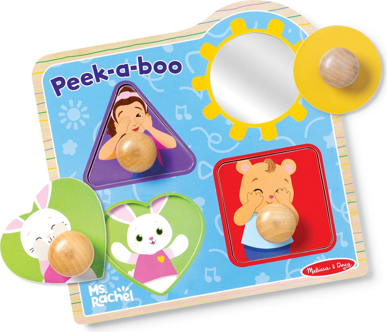 Toys - Infant Melissa & Doug Ms. Rachel™ Wooden Peek-a-Boo Jumbo Peg Puzzle – 4 Pieces